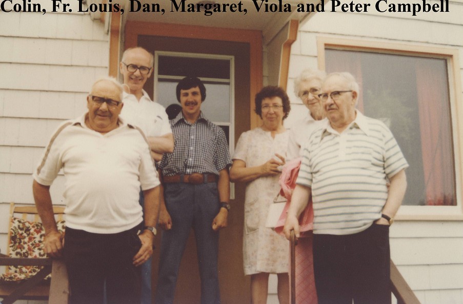 Colin, Fr. Louis, Dan, Margaret, Viola and Peter Campbell